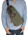 Otium 21105AMG Men's Canvas Genuine Leather Cross Body Chest Pack (Army Green)