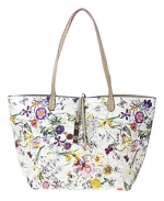 Proya Collection Reversible 2 in 1 Fashion Tote Handbag with Pouch (Flower Pattern 2)