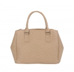 Designer Inspired Ostrich Pattern Tote Handbag-beige