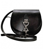 ZLYC Women Vintage Handmade Cowhide Leather Saddle Flapover Mini Shoulder Bag, Black