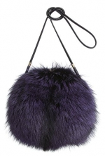 Canada Red Fox Fur Muff Handbag, PURPLE/SILVER, Size 1 Size
