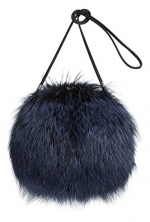 Canada Red Fox Fur Muff Handbag, NAVY/SILVER, Size 1 Size