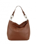Large Faux Leather Handbag - Brown