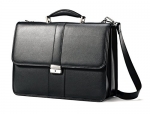 Samsonite Leather Flapover Briefcase (One size, Black Pebbled)