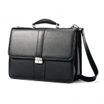 Samsonite Leather Flapover Briefcase (Black)