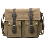 Peacechaos®leather Canvas Shoulder Bookbag Laptop Bag + Dslr Slr Camera Canvas Shoulder Bag (Light Coffee)
