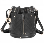 MG Collection EVA Quilted Drawstring Bucket Shoulder Bag, Black, One Size