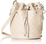 MG Collection EVA Quilted Drawstring Bucket Shoulder Bag, Cream, One Size