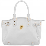 FASH Gold Padlock Shopper Zipper Hobo Shoulder Handbag,White,One Size