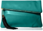 MG Collection Snakeskin Foldover Clutch, Forest Green, One Size