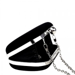 DSD Velvet Evening Party Clutch Minaudiere Bag Faux Suede Crossbody Handbag Black