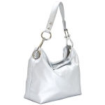 Large Faux Leather Handbag - Silver