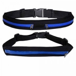 Woogwin Sports Running Waist Pack Runner Belt - Secure Comfortable Travel Money Belt for Iphones + Accessories for Men and Women (Belt / Blue)