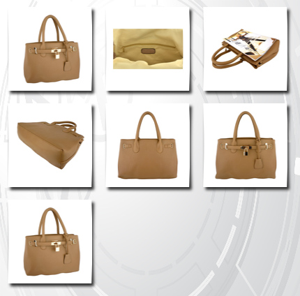MG Collection hessa khaki décor lock office tote handbag