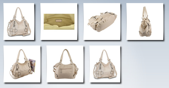 MG Collection cream weave pattern belt accent soft hobo shoulder bag