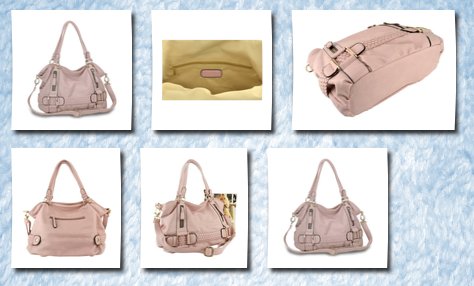 MG Collection pink weave pattern belt accent soft hobo shoulder bag