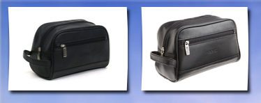 Kenneth Cole REACTION men's leather zip top travel kit,black,