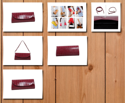 Bundle Monster womens envelope evening patent croc skin embossed clutch purple