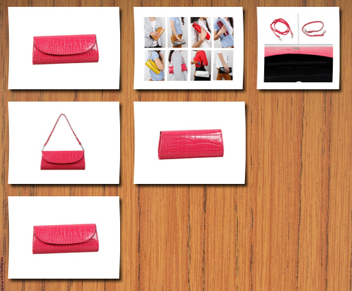 Bundle Monster womens envelope evening patent croc skin embossed clutch pink