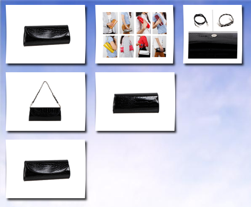 Bundle Monster womens envelope evening patent croc skin embossed clutch black