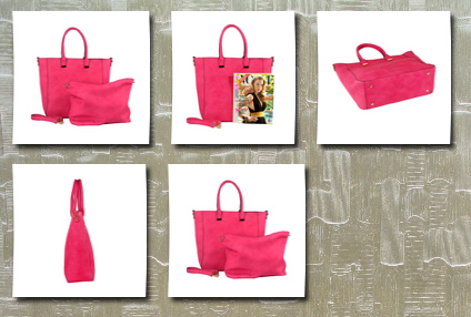 MG Collection penelope fuchsia pink 2 in 1 bucket shopping tote handbag